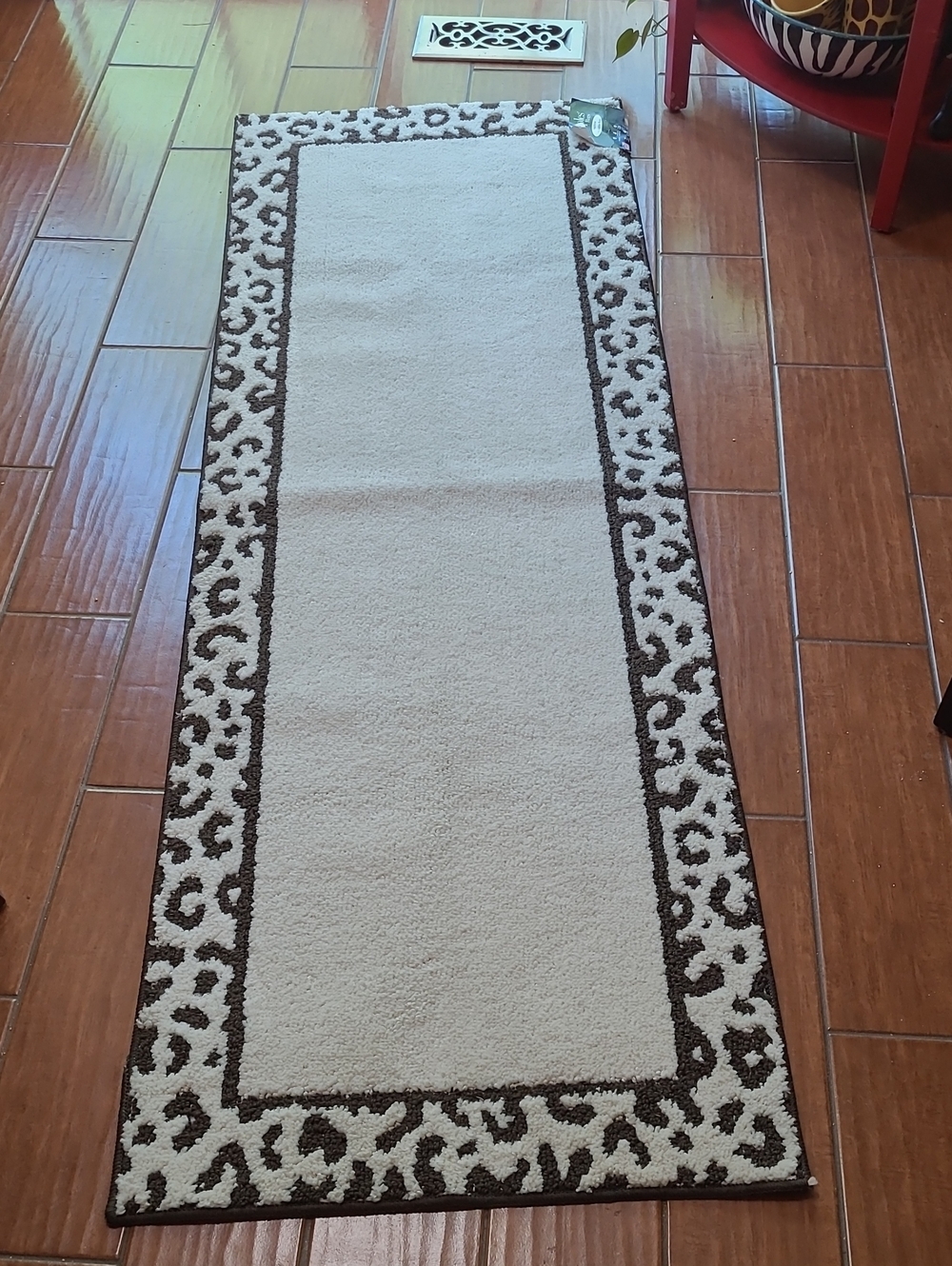 Maples Animal Print Border Runner Rug